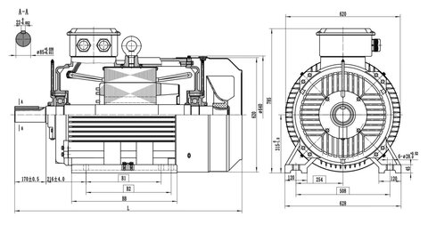 YE3-315L-4-8, B3, shaft 85