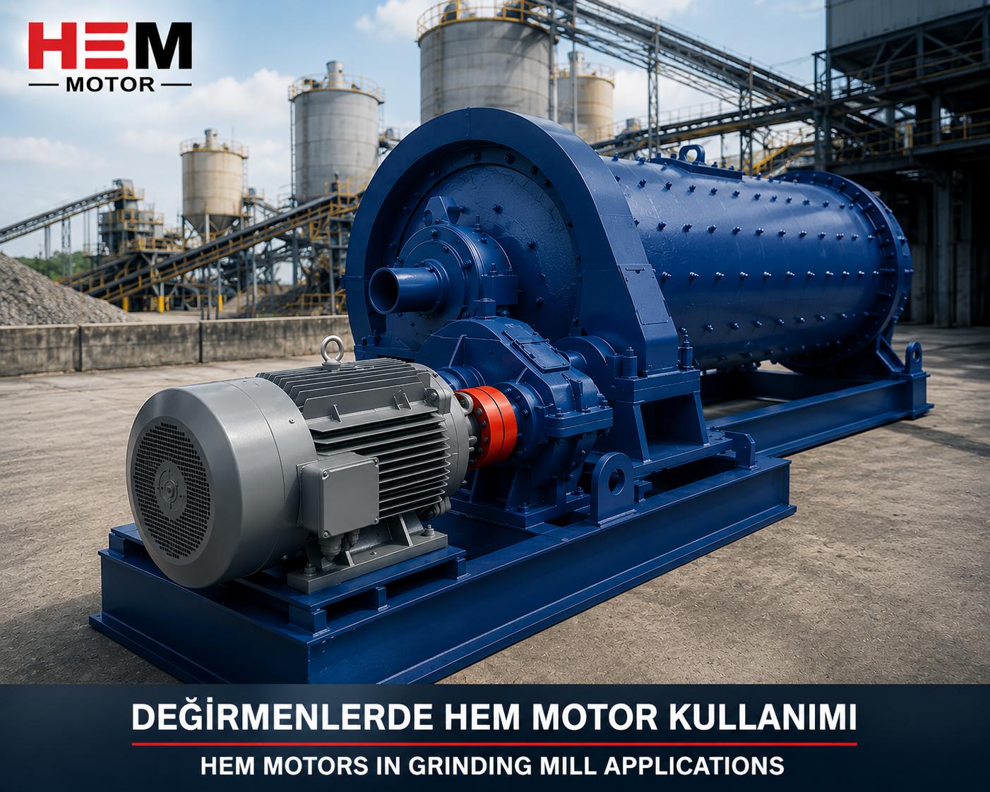 Mill girth gear drive motor connected to panel and starter