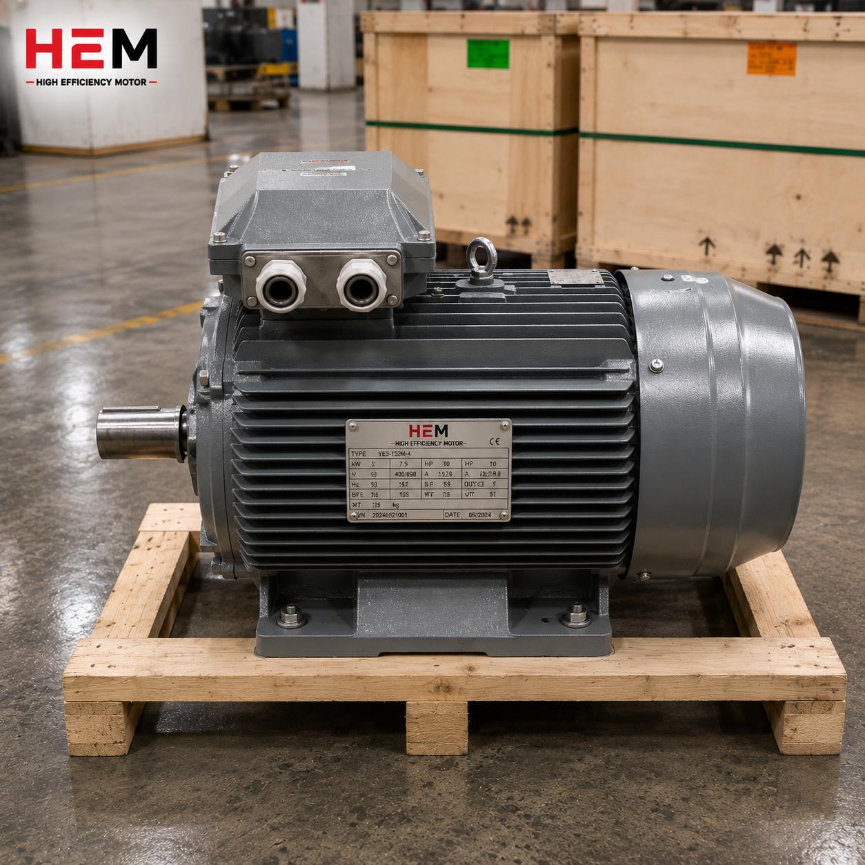 IE3 110 kW pik döküm gövdeli motor 315 gövde mil ve klemens kutusu detayı
