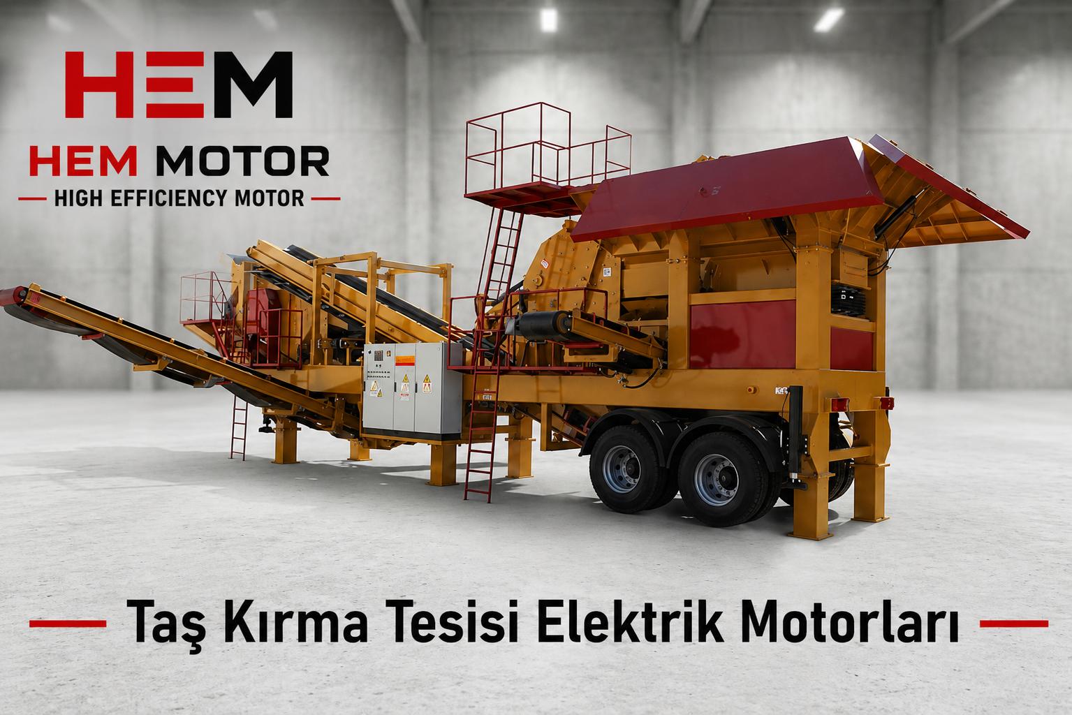 Kırma eleme tesisinde vibro elek ve konveyör bantlarını tahrik eden elektrik motorları